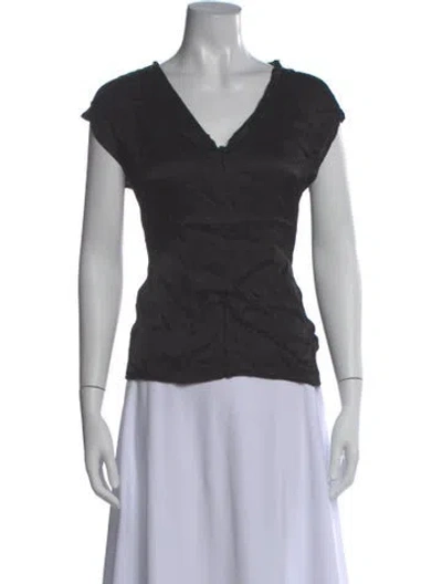 Pre-owned Giada Forte V-neck Short Sleeve Top In Gray