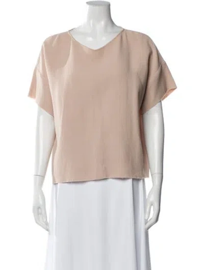 Pre-owned Giada Forte V-neck Short Sleeve Top In Neutral