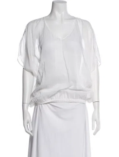 Pre-owned Giada Forte V-neck Short Sleeve Top In Neutrals