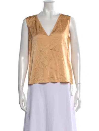 Pre-owned Giada Forte V-neck Sleeveless Top In Orange