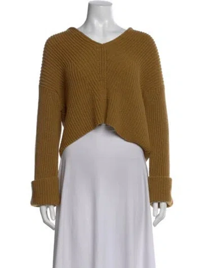 Pre-owned Giada Forte Wool V-neck Sweater In Yellow