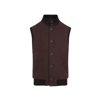 Giadero Red Cashmere Jacket With High Collar In Brown
