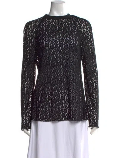 Pre-owned Giamba Animal Print Mock Neck Top In Black