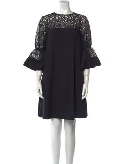 Pre-owned Giamba Bateau Neckline Knee-length Dress In Black