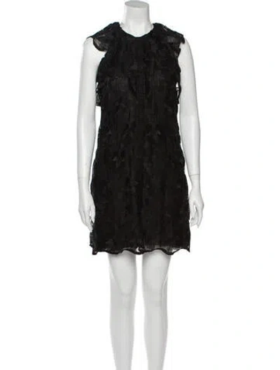 Pre-owned Giamba Crew Neck Mini Dress In Black