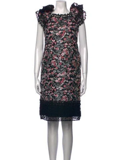 Pre-owned Giamba Floral Print Knee-length Dress In Pink