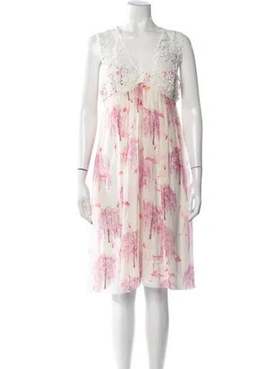 Pre-owned Giamba Floral Print Knee-length Dress In Pink