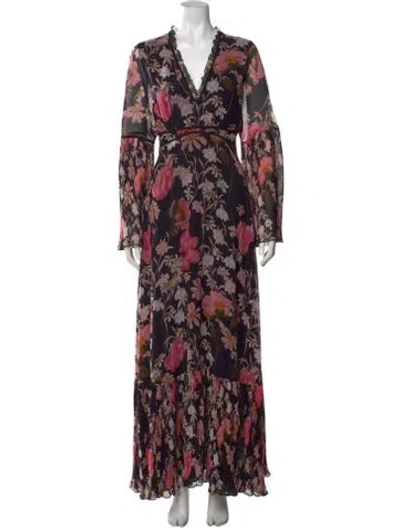 Pre-owned Giamba Floral Print Long Dress In Multicolor