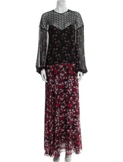 Pre-owned Giamba Floral Print Long Dress In Red