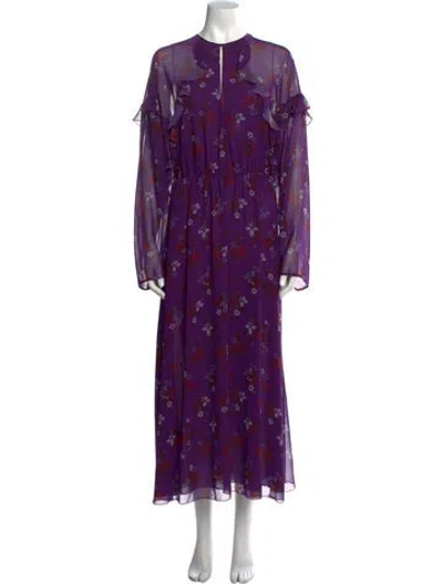 Pre-owned Giamba Floral Print Long Dress W/ Tags In Purple