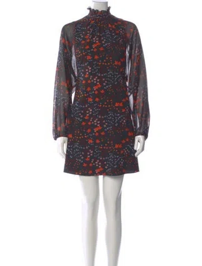 Pre-owned Giamba Floral Print Mini Dress In Black