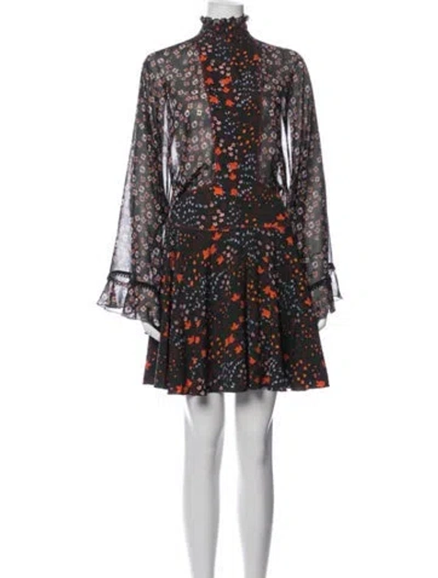 Pre-owned Giamba Floral Print Mini Dress In Black