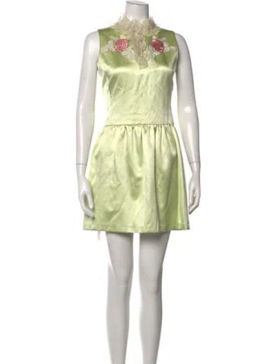 Pre-owned Giamba Floral Print Mini Dress In Green