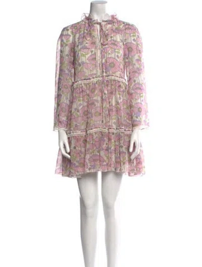 Pre-owned Giamba Floral Print Mini Dress In Pink