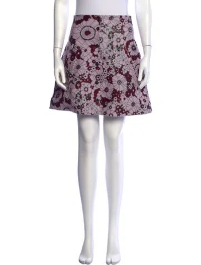 Pre-owned Giamba Floral Print Mini Skirt In Purple