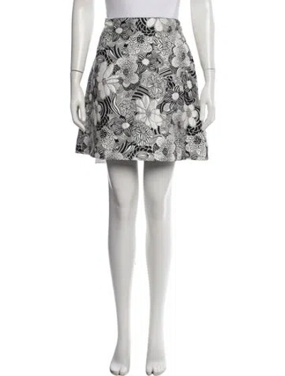 Pre-owned Giamba Floral Print Mini Skirt In White