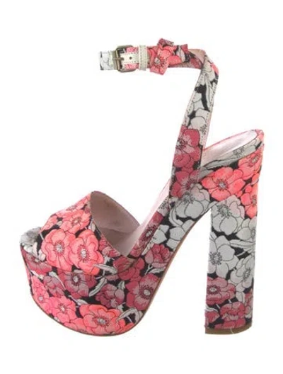 Pre-owned Giamba Floral Print Slingback Pumps In Pink