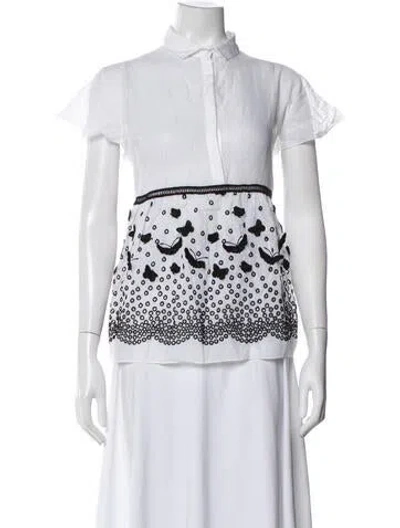 Pre-owned Giamba Graphic Print Short Sleeve Top In White