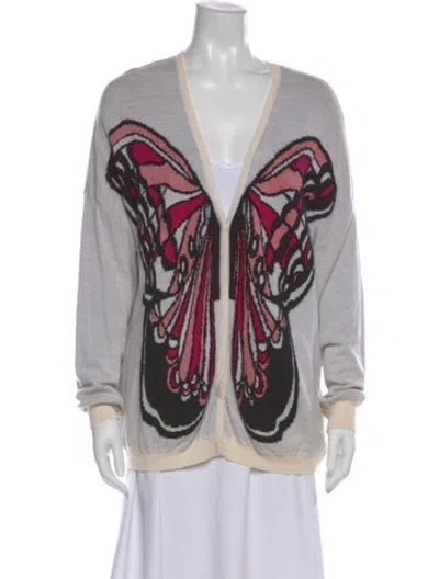 Pre-owned Giamba Graphic Print V-neck Sweater In Multi