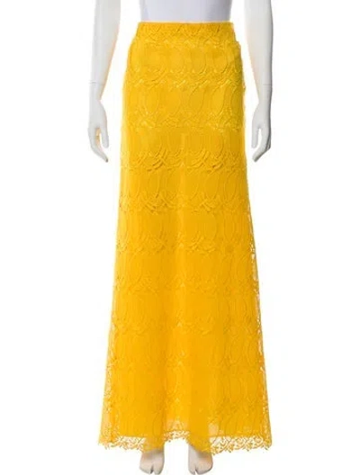 Pre-owned Giamba Lace Long Skirt In Yellow