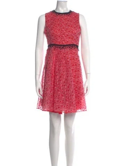 Pre-owned Giamba Lace Pattern Mini Dress In Red