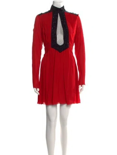 Pre-owned Giamba Polka Dot Print Mini Dress In Red