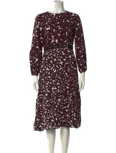 Pre-owned Giamba Printed Midi Length Dress In Burgundy