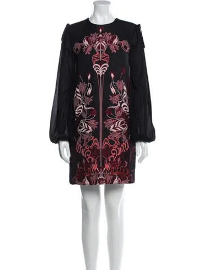Pre-owned Giamba Printed Mini Dress In Black