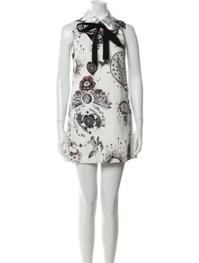 Pre-owned Giamba Printed Mini Dress In Neutral