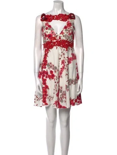 Pre-owned Giamba Printed Mini Dress In Red