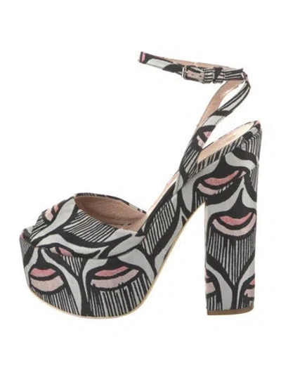 Pre-owned Giamba Printed Sandals In Black