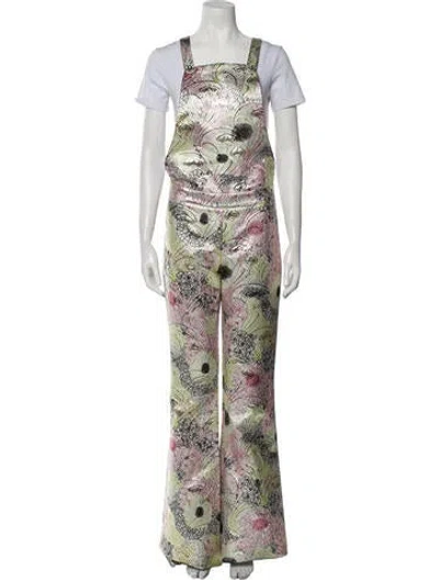 Pre-owned Giamba Printed Square Neckline Jumpsuit In Pink