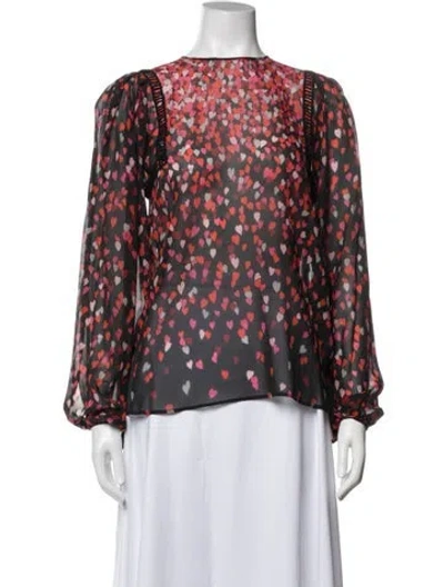 Pre-owned Giamba Silk Floral Print Top In Multicolor