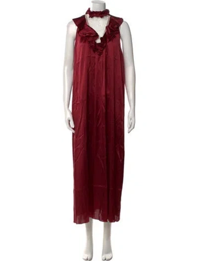 Pre-owned Giamba Silk Long Dress In Red