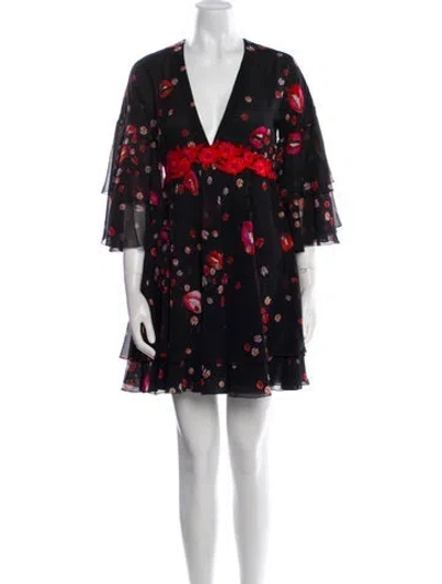 Pre-owned Giamba Silk Mini Dress In Black