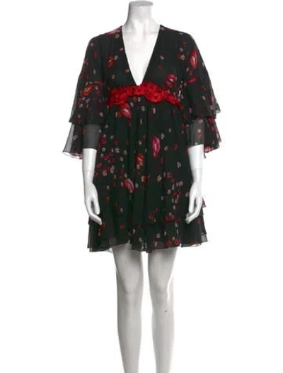 Pre-owned Giamba Silk Mini Dress In Black