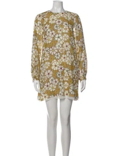 Pre-owned Giamba Silk Mini Dress In White