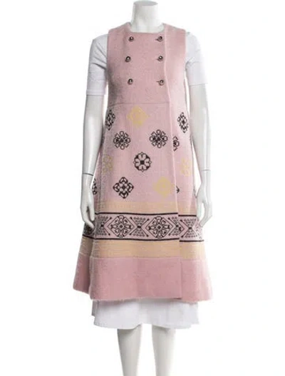 Pre-owned Giamba Virgin Wool Patterned Coat In Pink