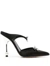 Giambattista Valli 105mm Satin High Heel Mules In Noir