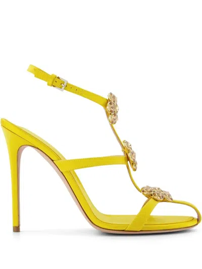 Giambattista Valli 110mm Floral-appliqué Sandals In Yellow