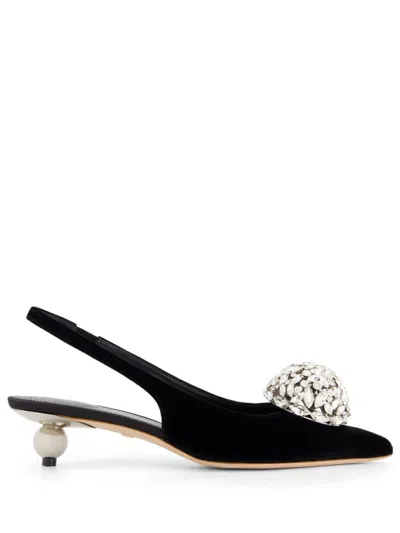 GIAMBATTISTA VALLI 35MM CRYSTAL-EMBELLISHED SLINGBACK PUMPS