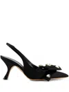 Giambattista Valli 75mm Bow-detailing Slingback Pumps In Black