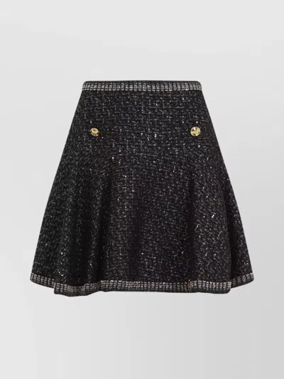 GIAMBATTISTA VALLI A-LINE BOUCLE MINI SKIRT WITH METALLIC TRIM