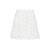 Giambattista Valli Ivory Cotton Mini Skirt With Polka Dot Design And Lace Trim In White