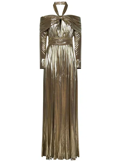 Giambattista Valli Gold Long Dress Open Shoulders In Brown
