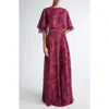 Giambattista Valli Anemones Cape Bodice Silk Georgette Dress In Pink