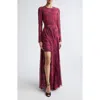 Giambattista Valli Anemones Draped Long Sleeve Silk Dress In Multi