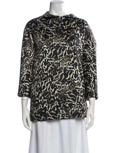 Pre-owned Giambattista Valli Animal Print Coat In Black