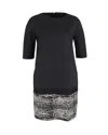 Giambattista Valli Animal Print Hem Dress In Grey Polyester