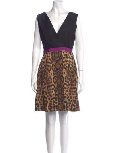 Pre-owned Giambattista Valli Animal Print Mini Dress In Black
